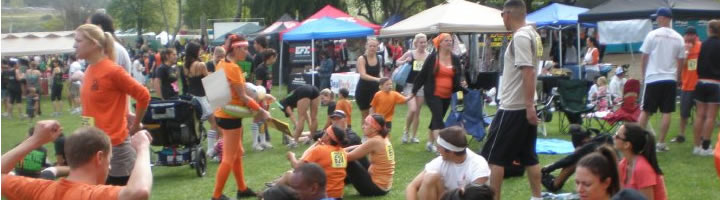Gavin's Groupies relaxing on the lawn before the race.