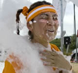 Michelle (Woody) in the car wash. Photo Courtesy of OC Register.